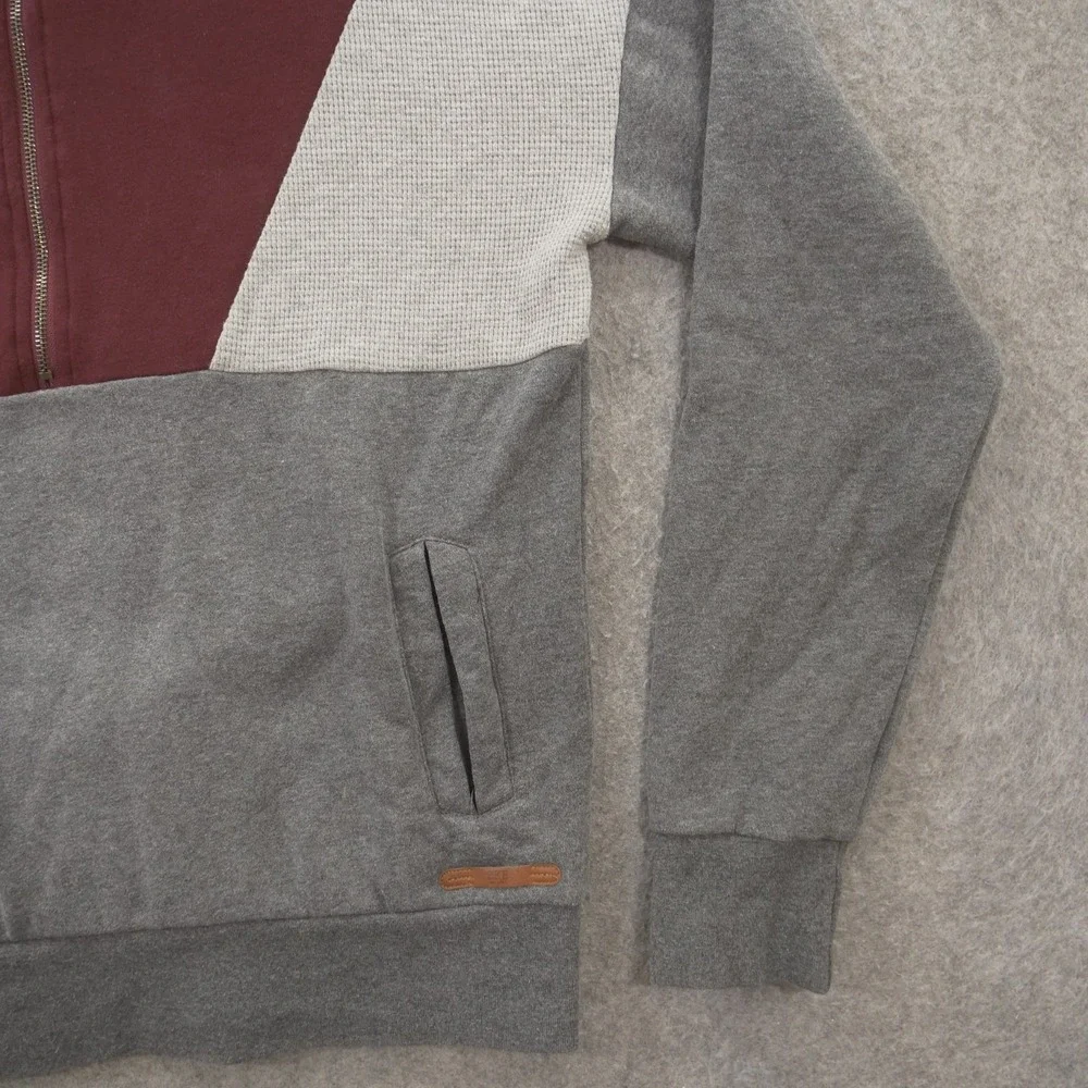 Buckle BKE Sweater Mens Medium  Gray Red Mock Neck Knit 1/4 Zip Pullover